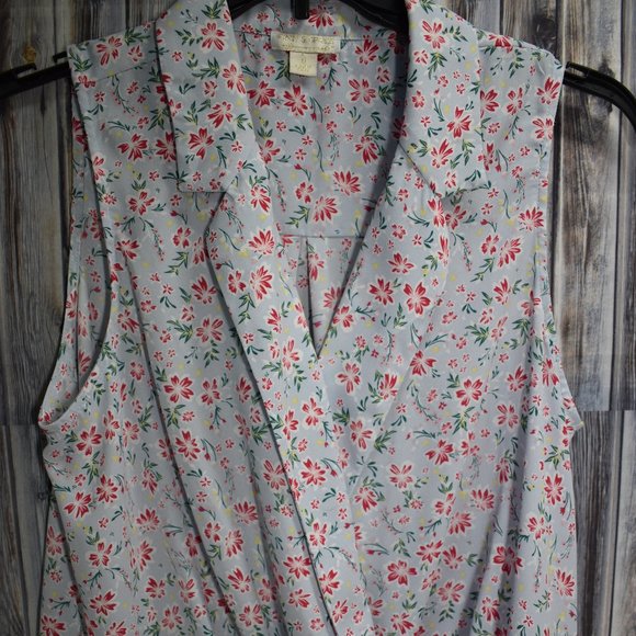 Finn & Grace Blue Floral Blouse Top M Pretty - Picture 1 of 6